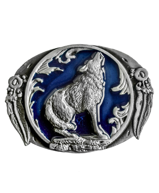 Belt Buckle - Wolf Blue