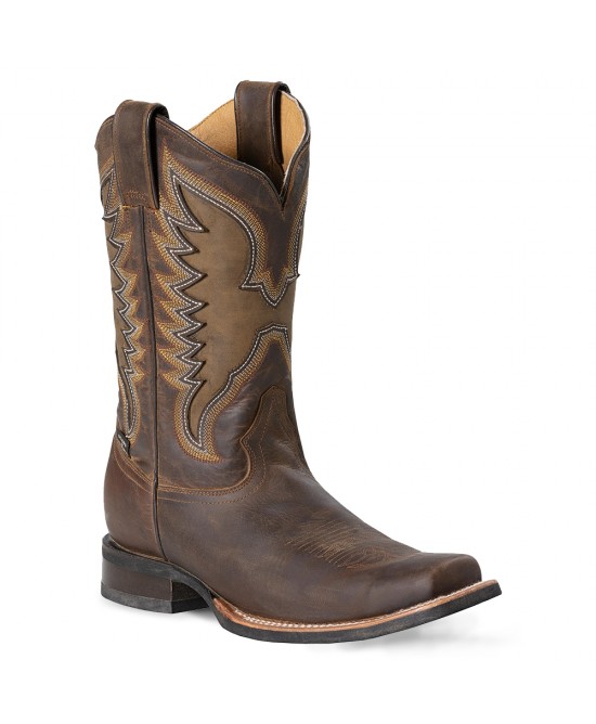 Stars & Stripes - WB-53 Brown Embroidery Cowboy Boots