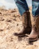 Stars & Stripes - WB-53 Brown Embroidery Cowboy Boots