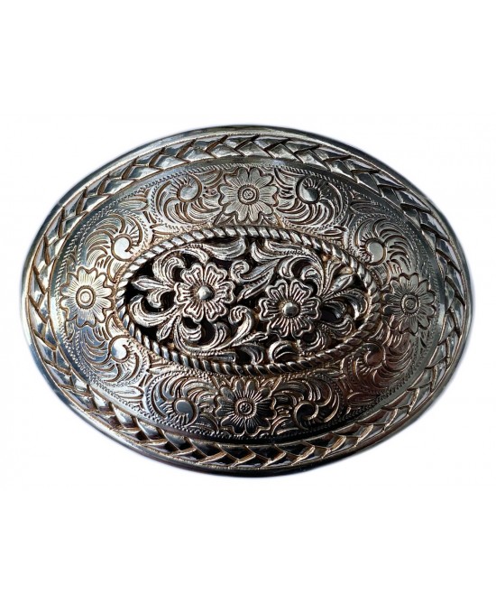 Belt Buckle - Braided Floral Carving Trophy