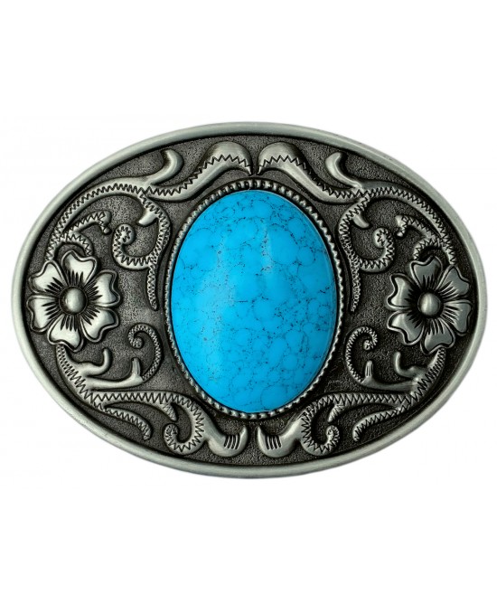 Belt Buckle - Blue Centre Stone