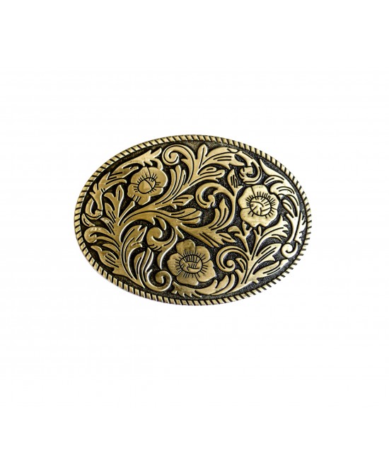 Belt Buckle - Flower Scroll Brass