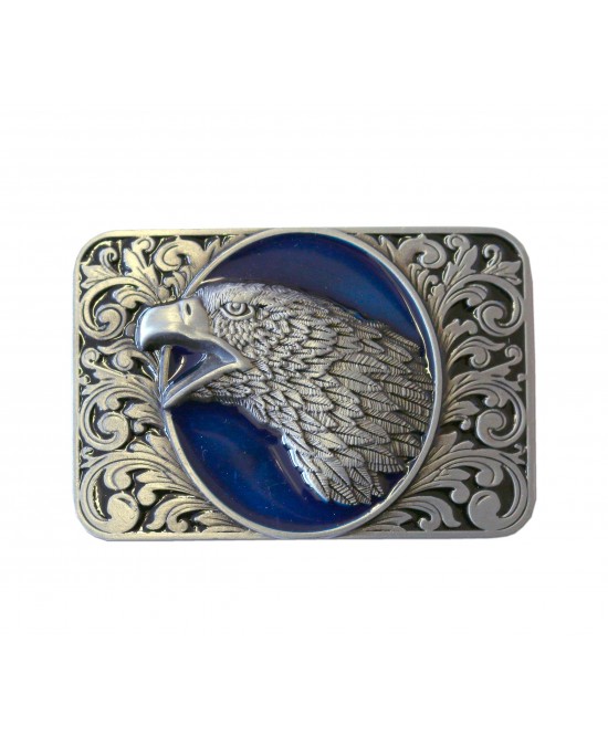 Belt Buckle -  Eagle On Blue Background