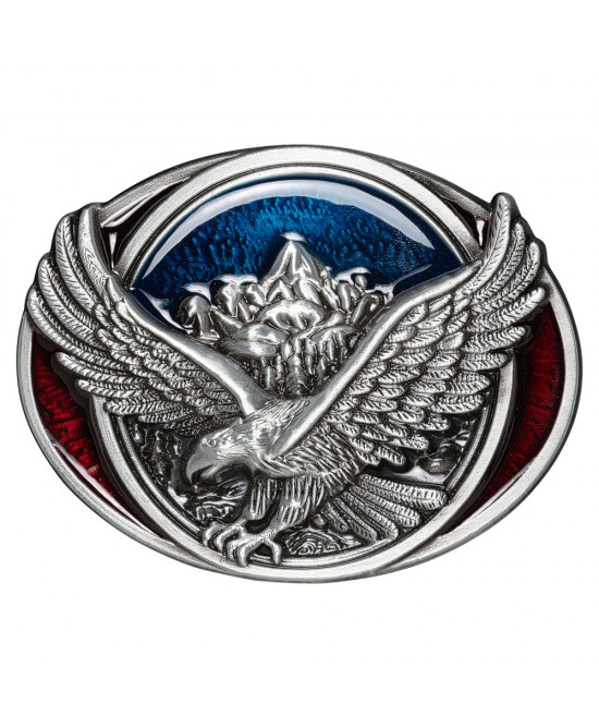 Belt Buckle - Eagle and Mountains Red and Blue