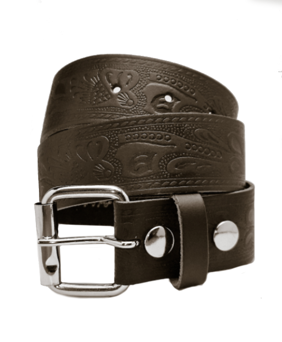 Leather Belt - Scroll Black