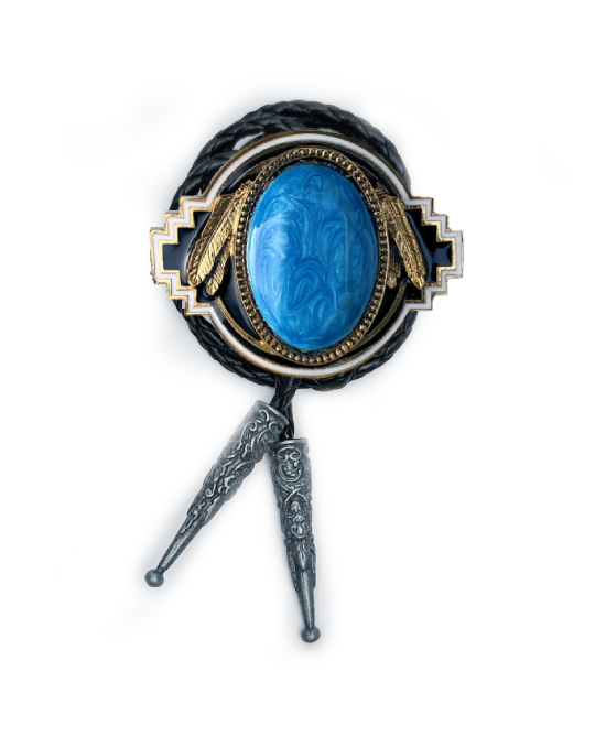 Bolo Tie - Blue Stone Gold