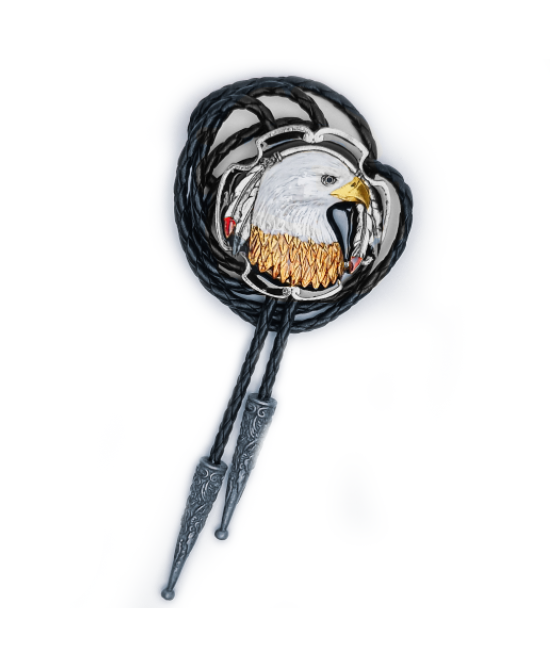 Bolo Tie - Eagle Black Silver