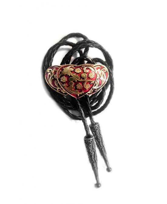 Bolo Ties - Three Hearts Red Gold