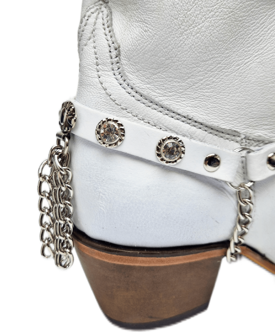 Boot Straps - Crystal White with Chains