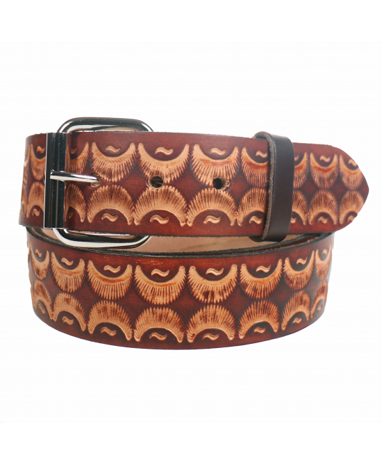 Leather Belt - Half Moon Pattern