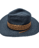 Straw Western Hat in Black with Chin Strap