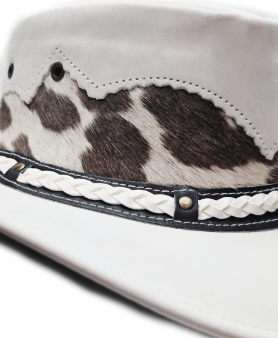Leather Western Hat - White