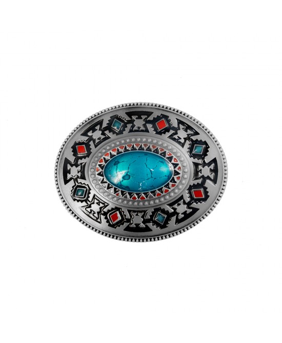 Belt Buckle - Aztec Turquoise Stone