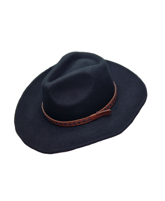 Wool Felt Western Hat - Black