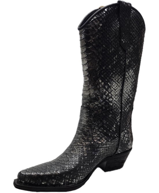 Zoe - Faux Piton Snakeskin Black 