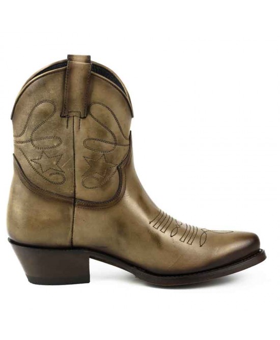 Brown/Grey Cowgirl Ankle Boots