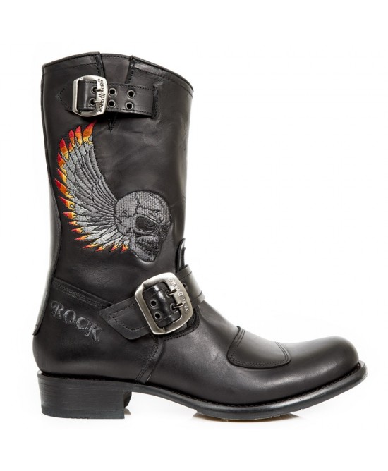 New Rock- M.GY32-S1- Black Leather Boots